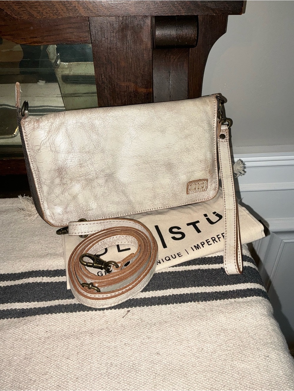 NWOT Bed Stu TEMPLETON II Nectar Lux Tan Rustic Crossbody Wallet Clutch MSRP 185